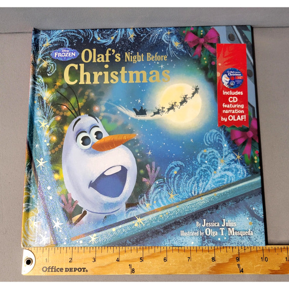 Disney Frozen Olaf's Night Before Christmas Hardcover Book & CD 2015 - Picture 11 of 14